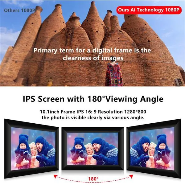 10.1 Inch 16GB Smart WiFi Cloud Digital Picture Frame with 800x1280 IPS LCD Panel