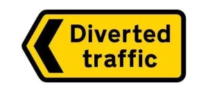 1050x450mm Diverted traffic Left POINTER - 2704 - Rigid Plastic