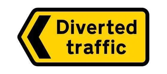 1050x450mm Diverted traffic Left POINTER - 2704 - Rigid Plastic