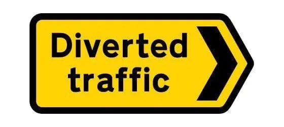 1050x450mm Diverted traffic Right POINTER - 2704 - Rigid Plastic