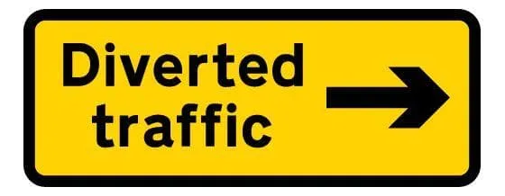 1050x450mm Diverted traffic with Arrow Right - 2703 - Rigid Plastic