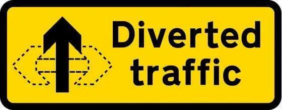 1050x450mm Diverted Traffic with Movable Arrow - 2703 - Rigid Plastic