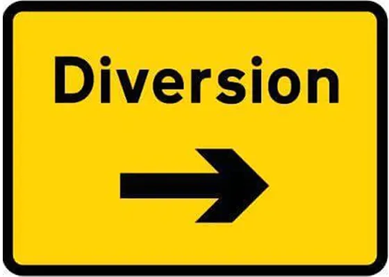 1050x750mm Diversion With Arrow Right - 2702 - Rigid Plastic