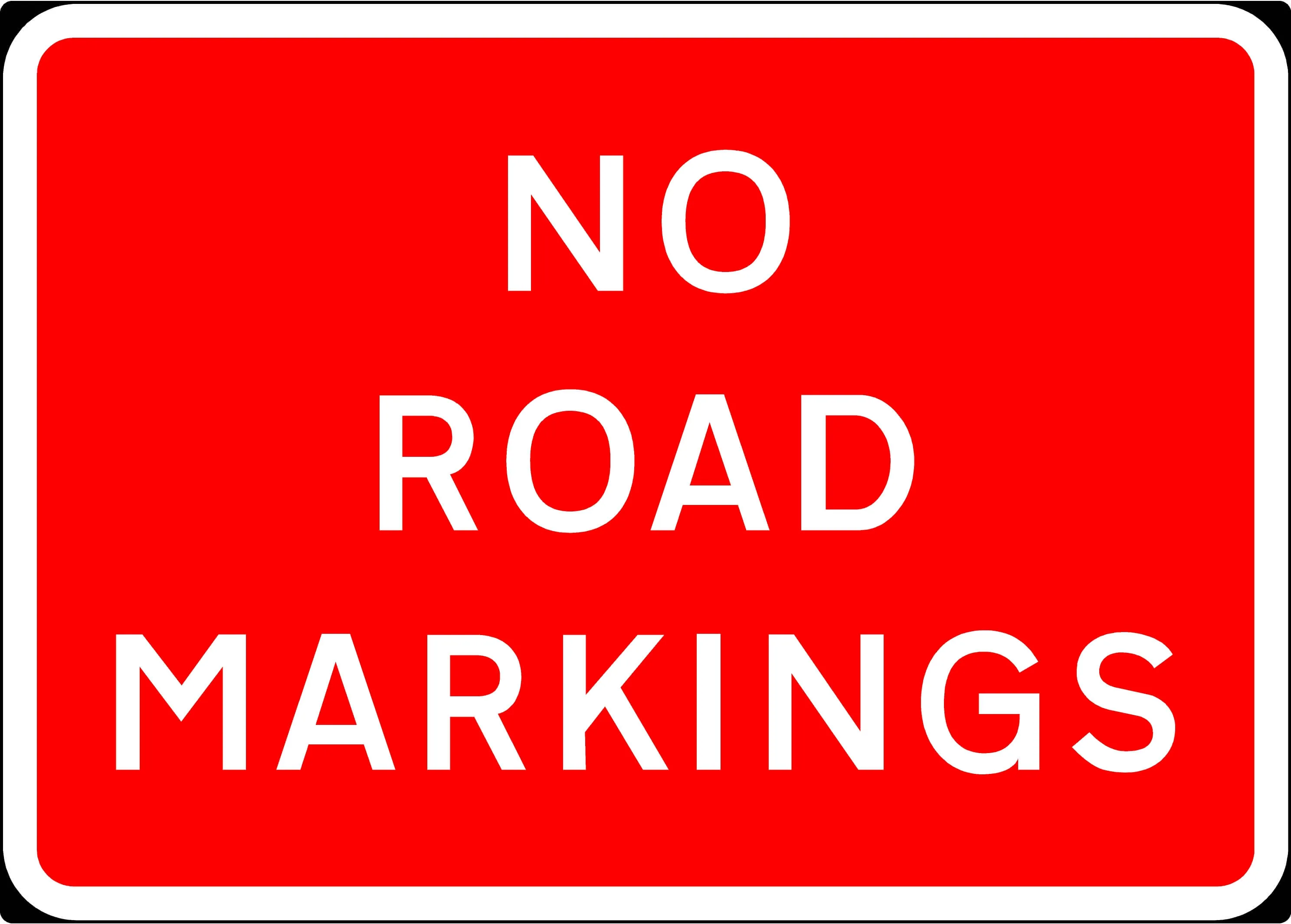 1050x750mm No Road Markings - 7012 - Rigid Plastic