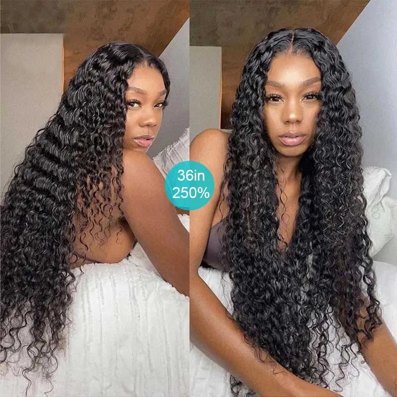 10A Curly Wig Deep Wave 4*4 Lace Closure 10"-36" Wigs Ashimary Brazilian Virgin Hair