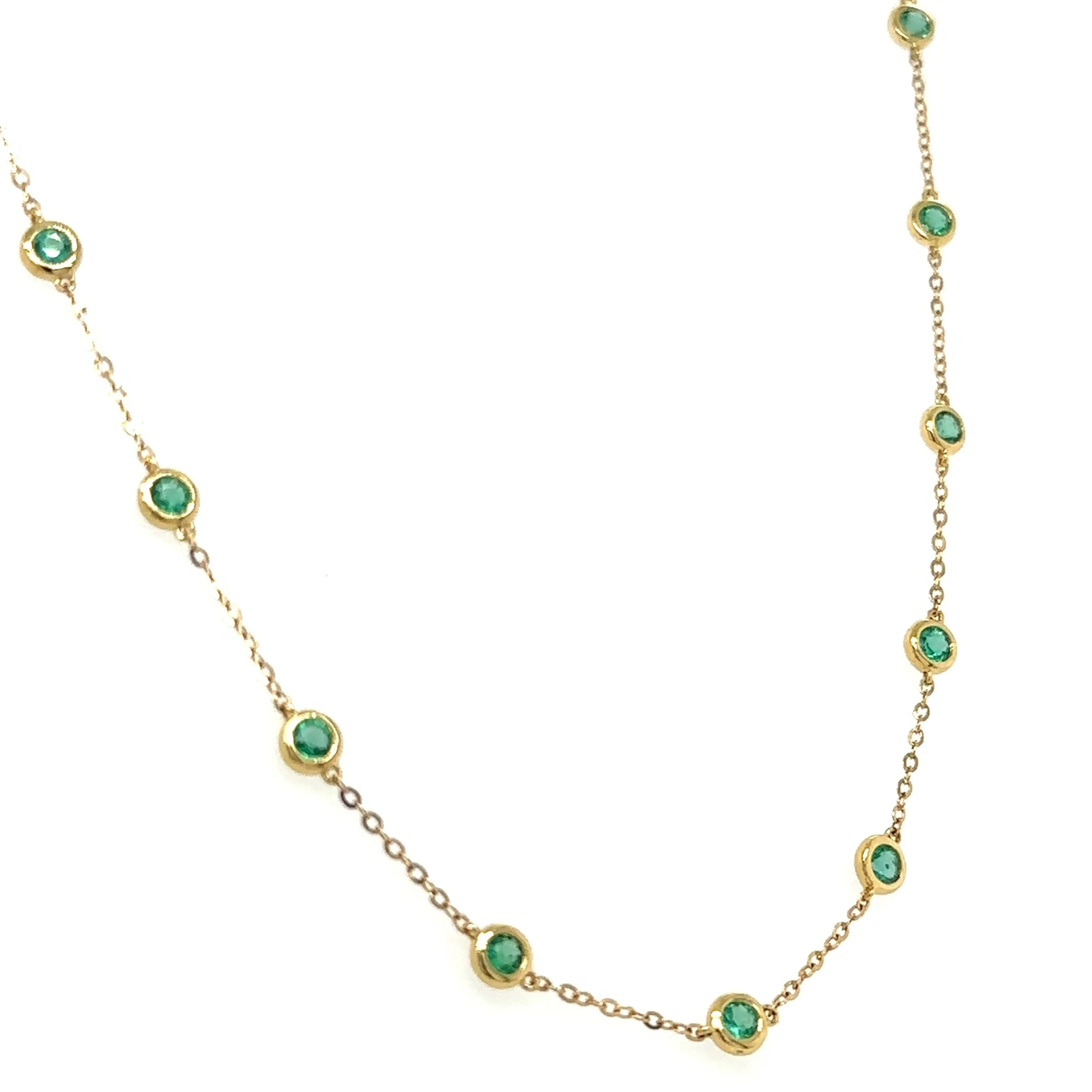 1.29CT T.W. Emerald Diamond by the Yard Chain Necklace