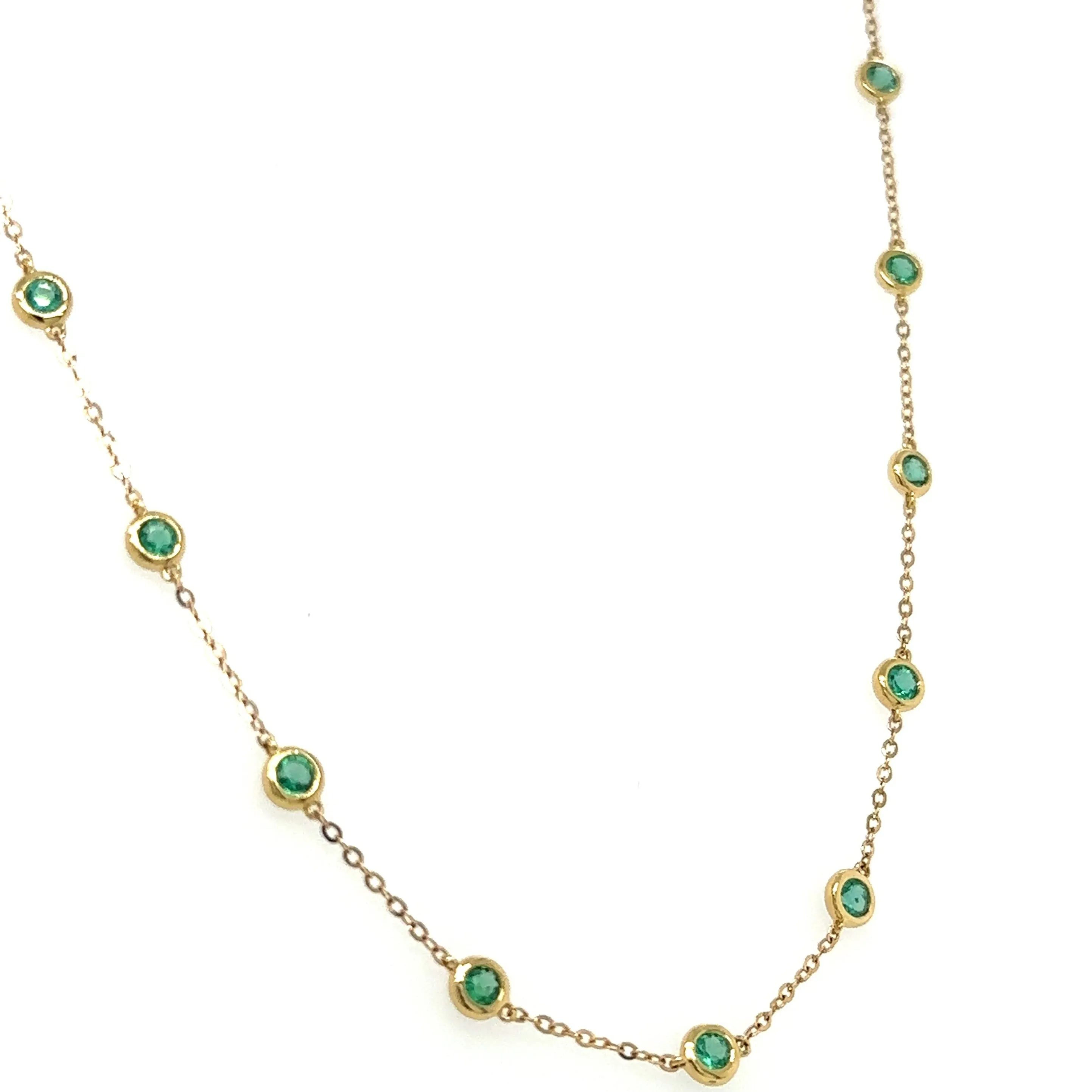1.29CT T.W. Emerald Diamond by the Yard Chain Necklace