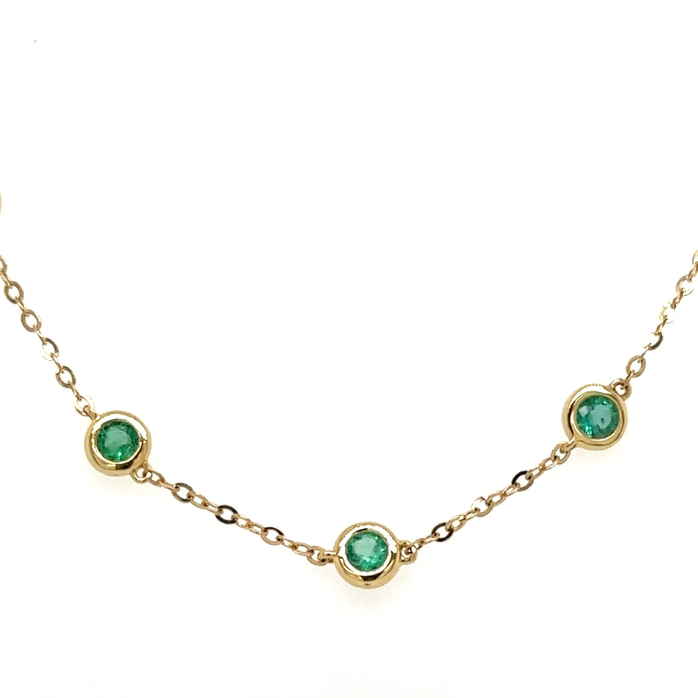 1.29CT T.W. Emerald Diamond by the Yard Chain Necklace