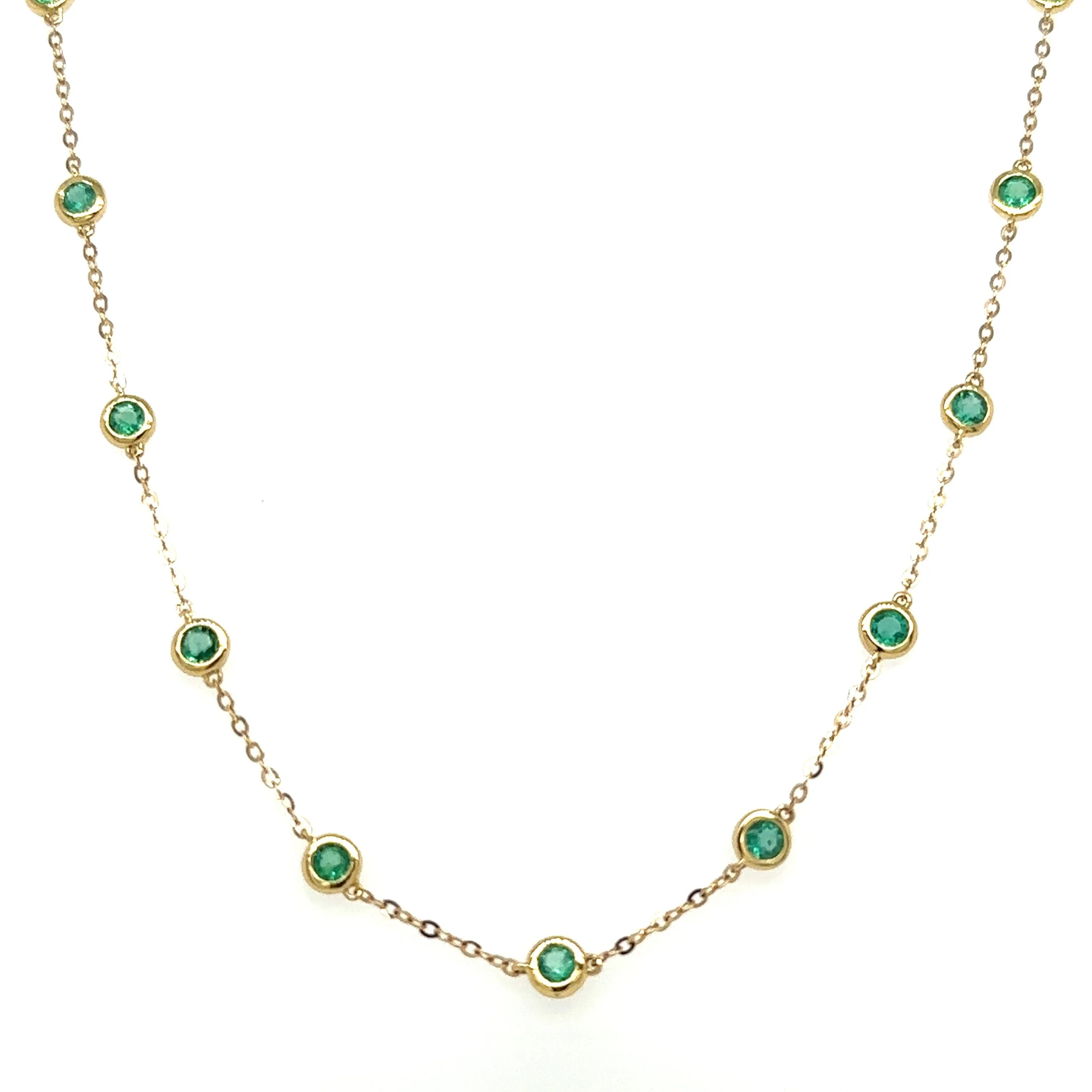 1.29CT T.W. Emerald Diamond by the Yard Chain Necklace