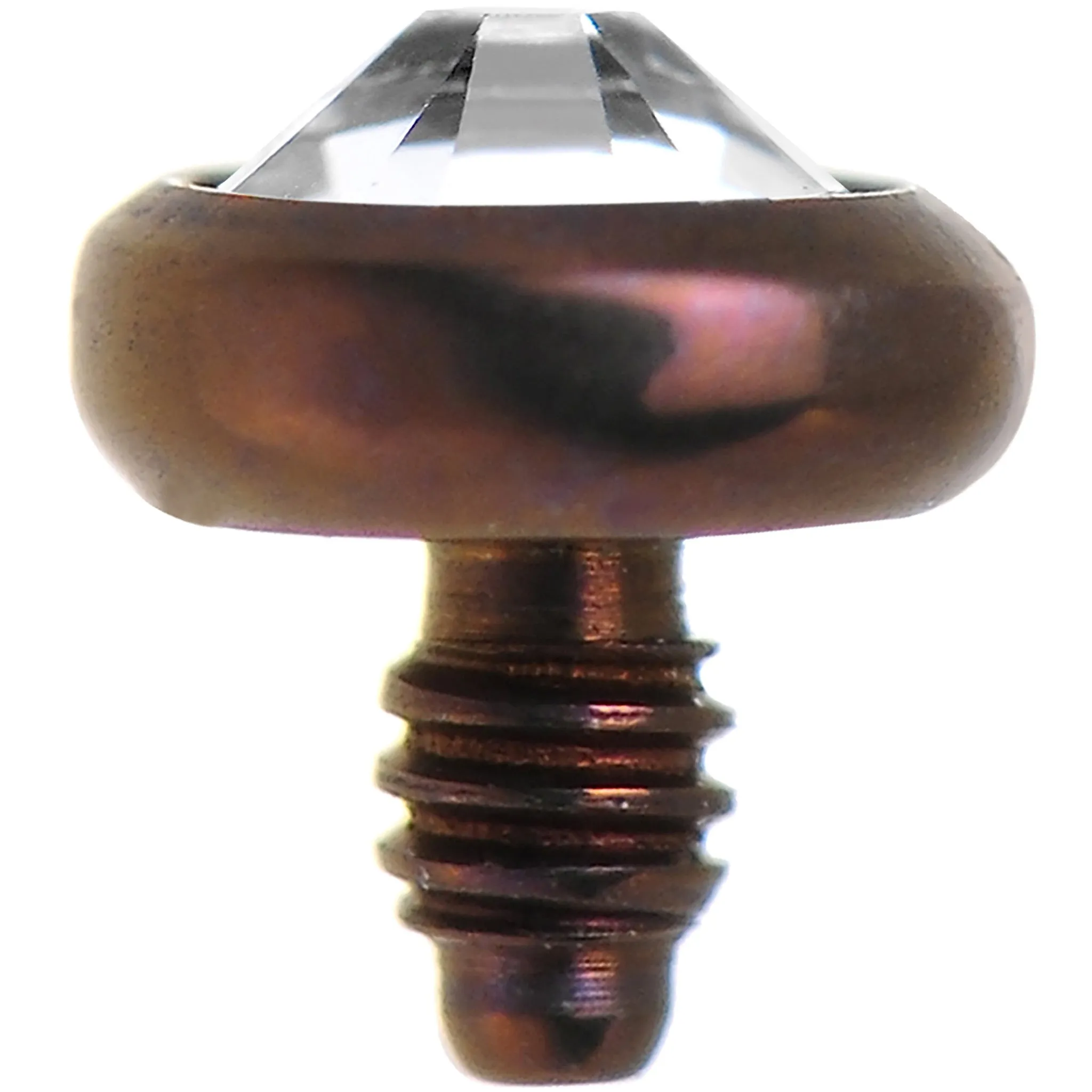 14 Gauge 3mm Clear Gem Bronze Anodized Titanium Dermal Top