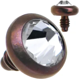 14 Gauge 3mm Clear Gem Bronze Anodized Titanium Dermal Top