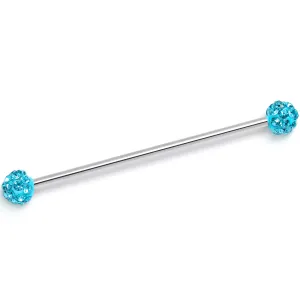14 Gauge Blue Gem Internally Threaded Disco Industrial Barbell 38mm