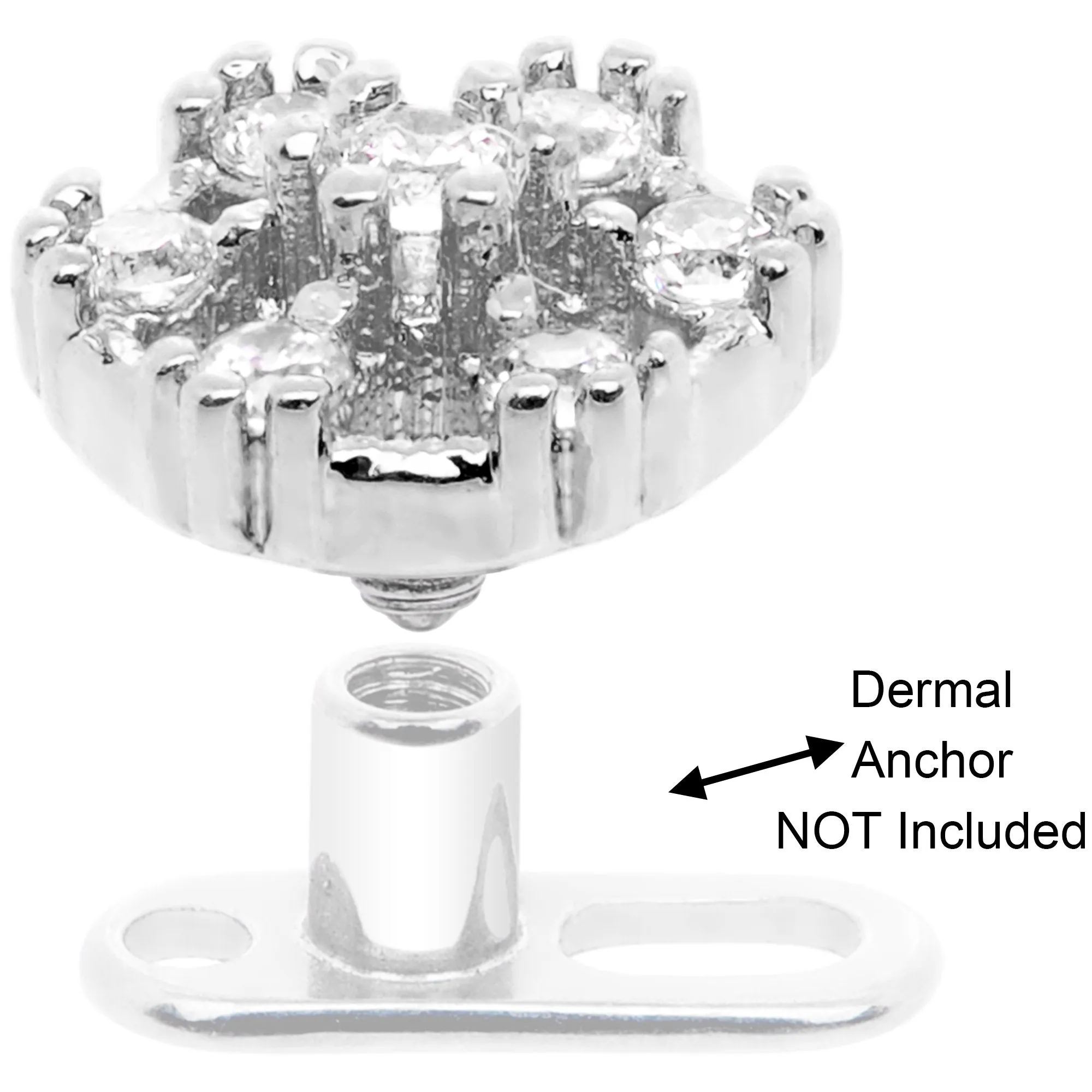 14 Gauge Clear Gem Externally Threaded Dermal Anchor Top