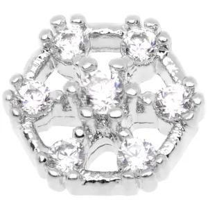 14 Gauge Clear Gem Externally Threaded Dermal Anchor Top
