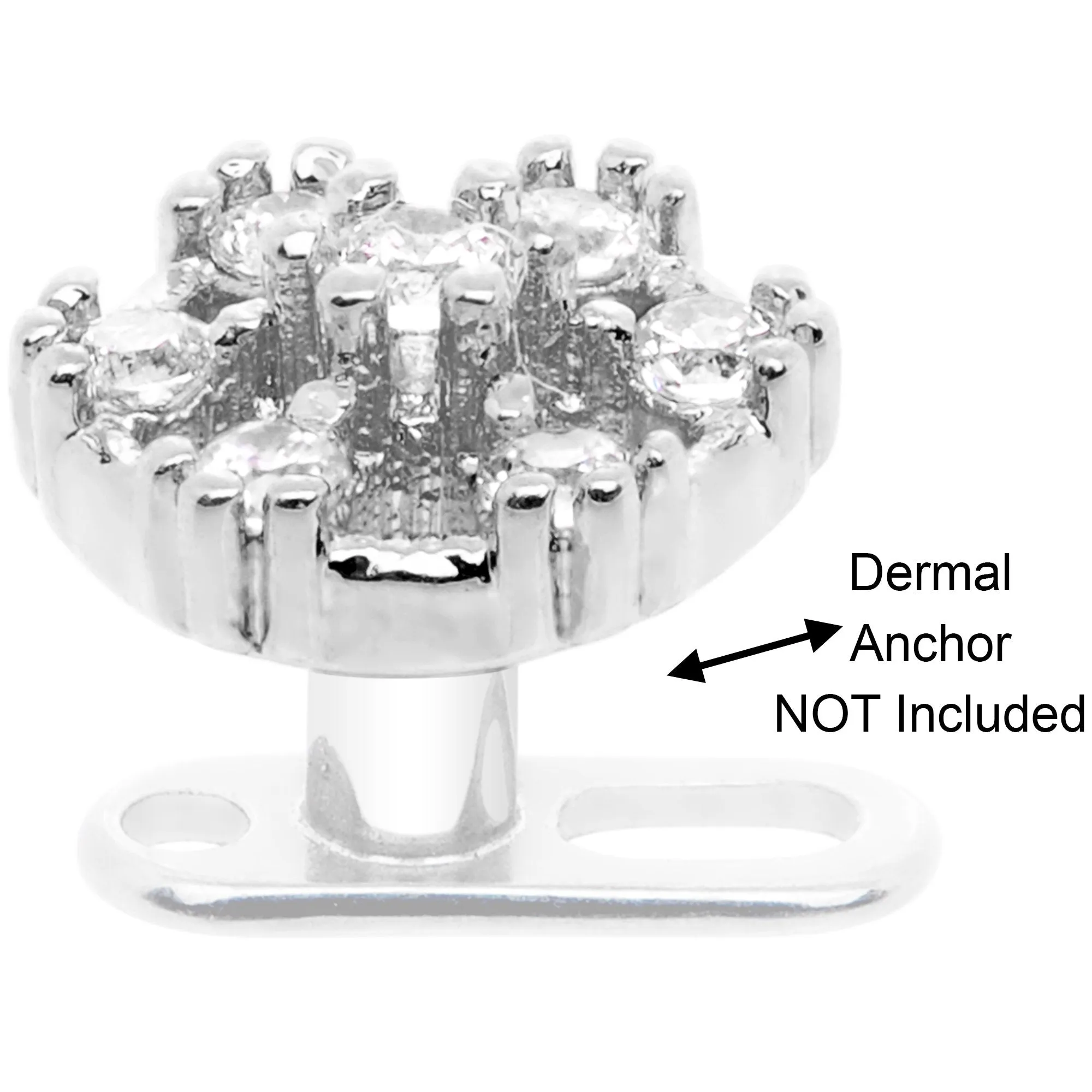 14 Gauge Clear Gem Externally Threaded Dermal Anchor Top