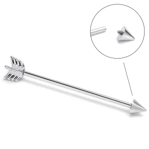 14 Gauge Internally Threaded Flying Arrow Industrial Barbell 38mm