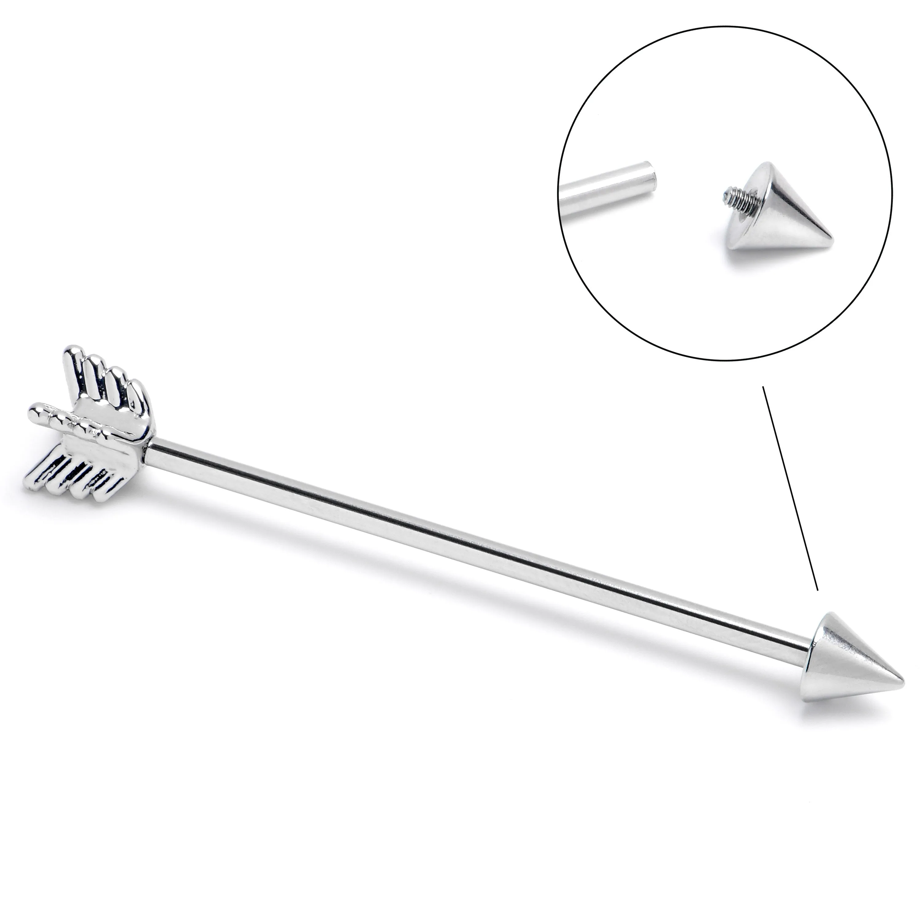 14 Gauge Internally Threaded Flying Arrow Industrial Barbell 38mm