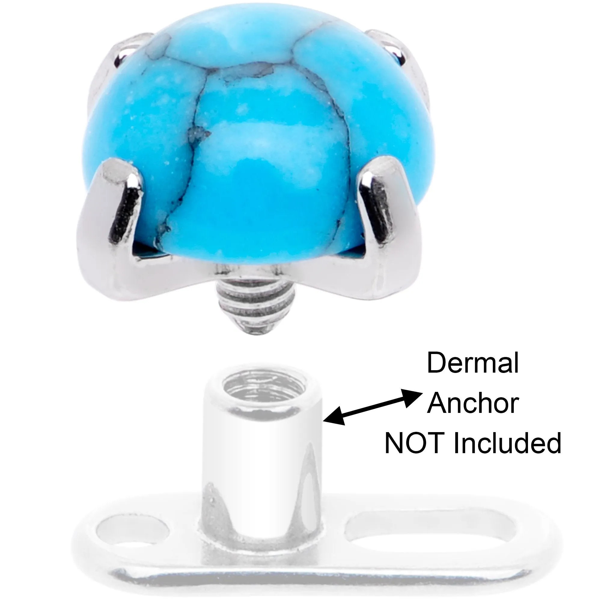 14 Gauge Natural Turquoise Externally Threaded Dermal Anchor Top