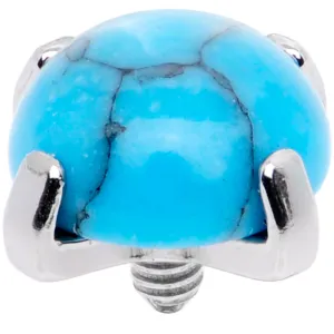 14 Gauge Natural Turquoise Externally Threaded Dermal Anchor Top