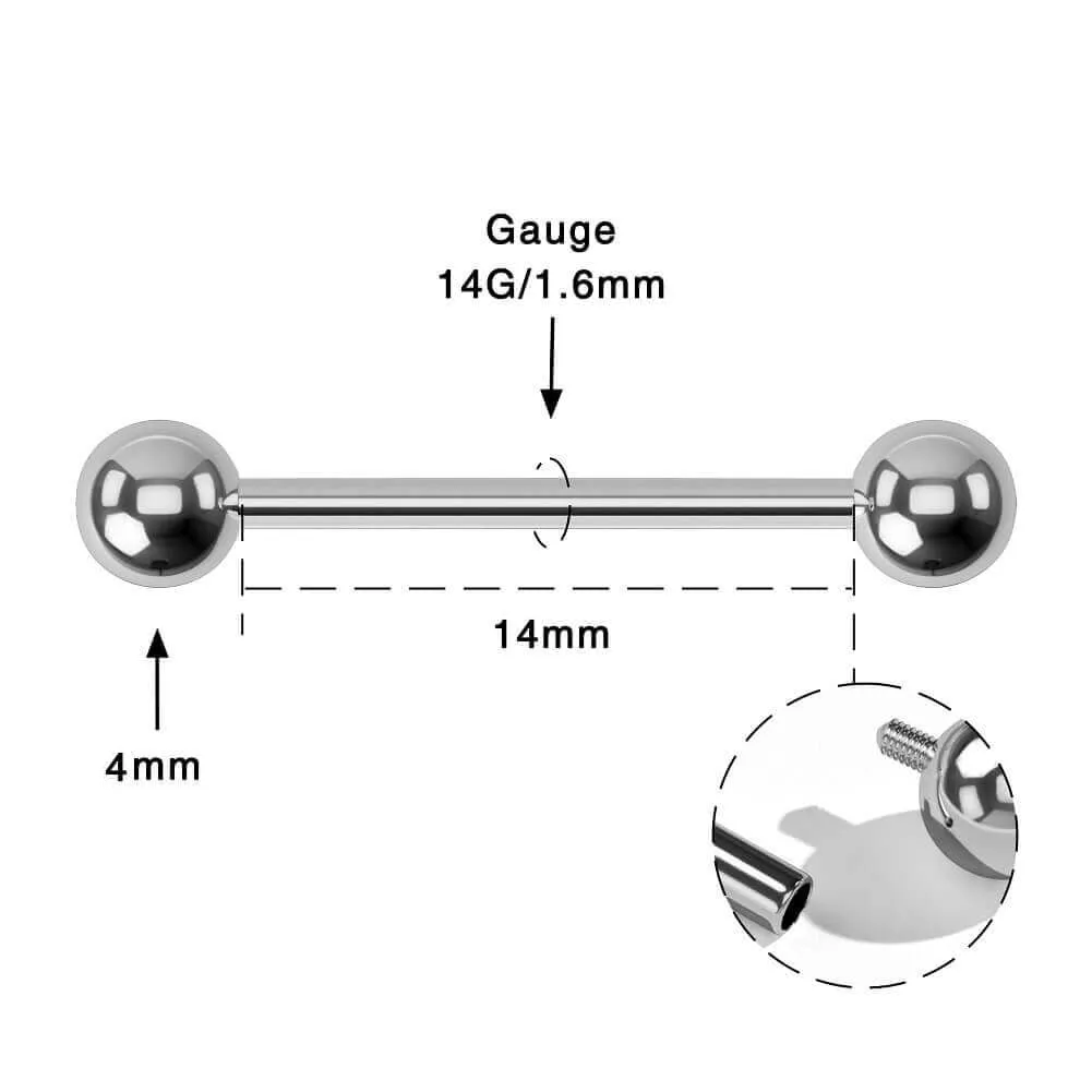 14G Titanium Internally Threaded Bridge Barbell