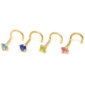 14k CZ 2mm Nose Screw Stud - 22G