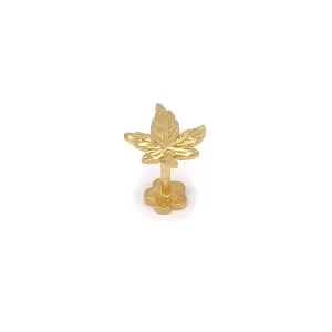 14k Marijuana Leaf Internal Threaded Stud L