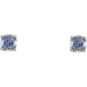 14k White Gold Imitation Alexandrite Youth Earrings