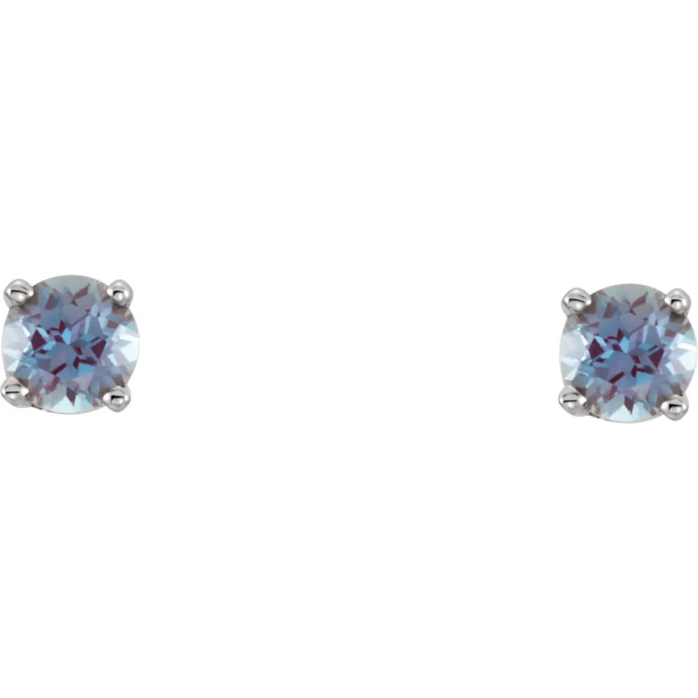 14k White Gold Imitation Alexandrite Youth Earrings