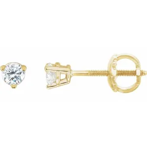 14K Yellow Gold 1/5 CTW Natural Diamond Threaded Post Earrings