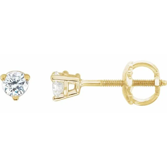 14K Yellow Gold 1/5 CTW Natural Diamond Threaded Post Earrings