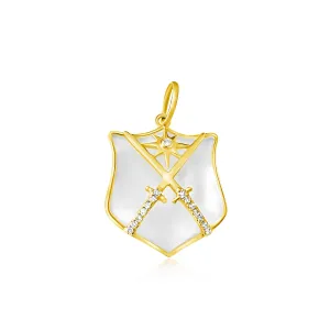 14KT Gold Diamond Crystal Shield Charm Pendant