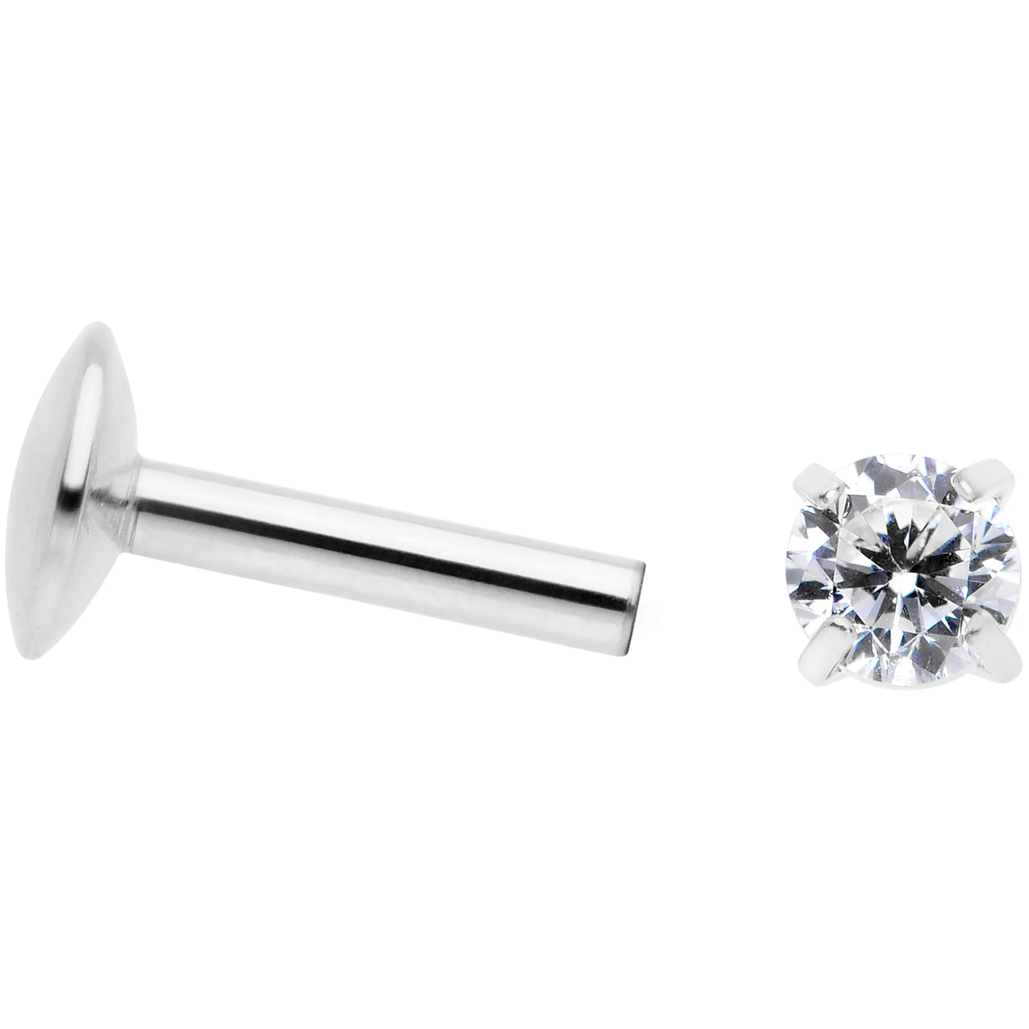16 Gauge 1/4 3mm CZ G23 Titanium Internally Threaded Labret