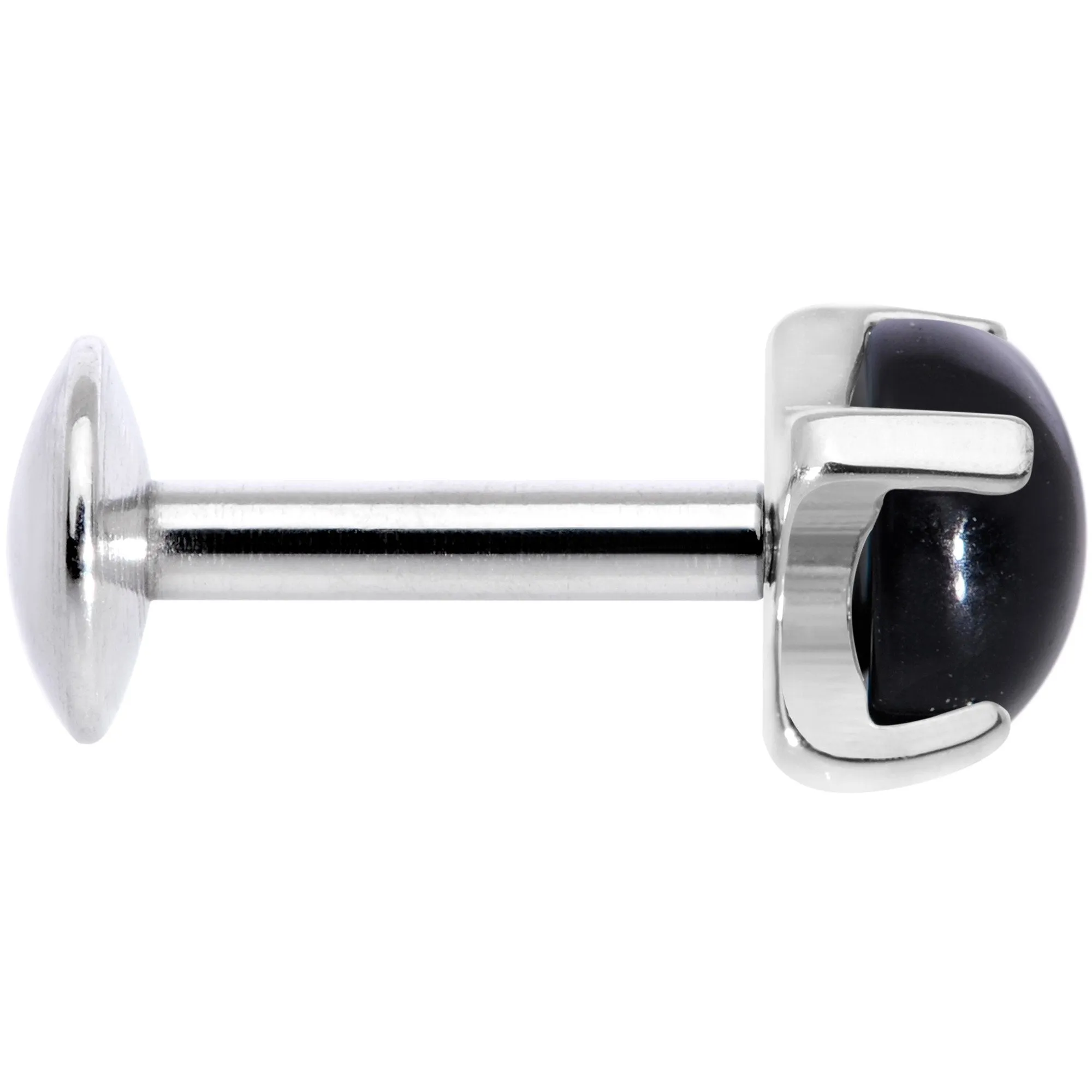 16 Gauge 1/4 Black Agate Internally Threaded Labret Monroe Tragus