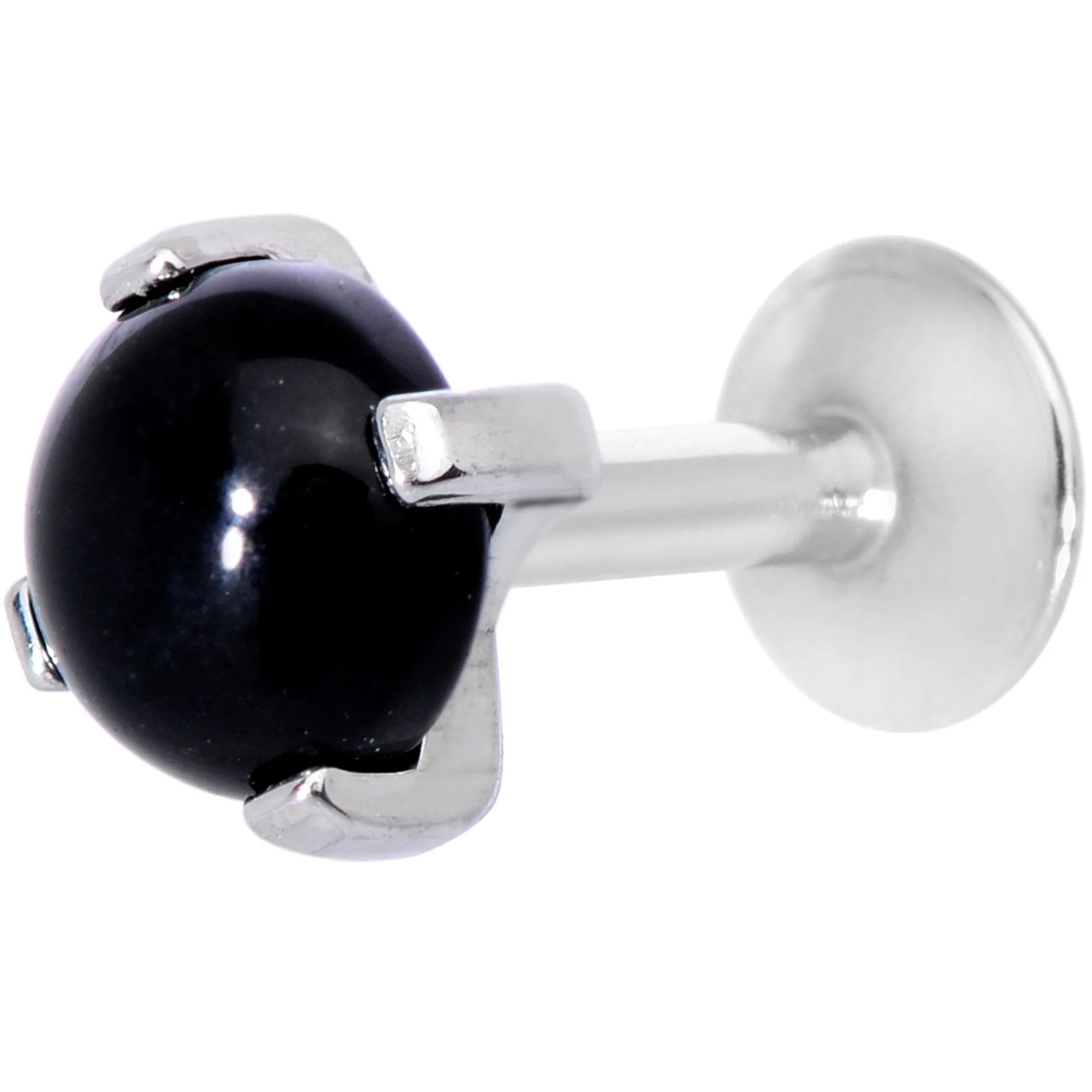 16 Gauge 1/4 Black Agate Internally Threaded Labret Monroe Tragus