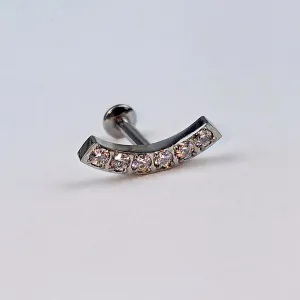 16 Gauge 1/4 CZ Stainless Steel Curved Threadless Push In Cartilage Labret