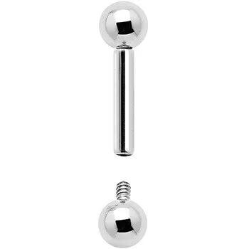 16 Gauge 1/4 Grade 23 Titanium 3mm Ball Internally Threaded Barbell