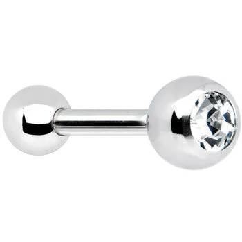 16 Gauge 1/4 Stainless Steel Internally Threaded CZ Barbell