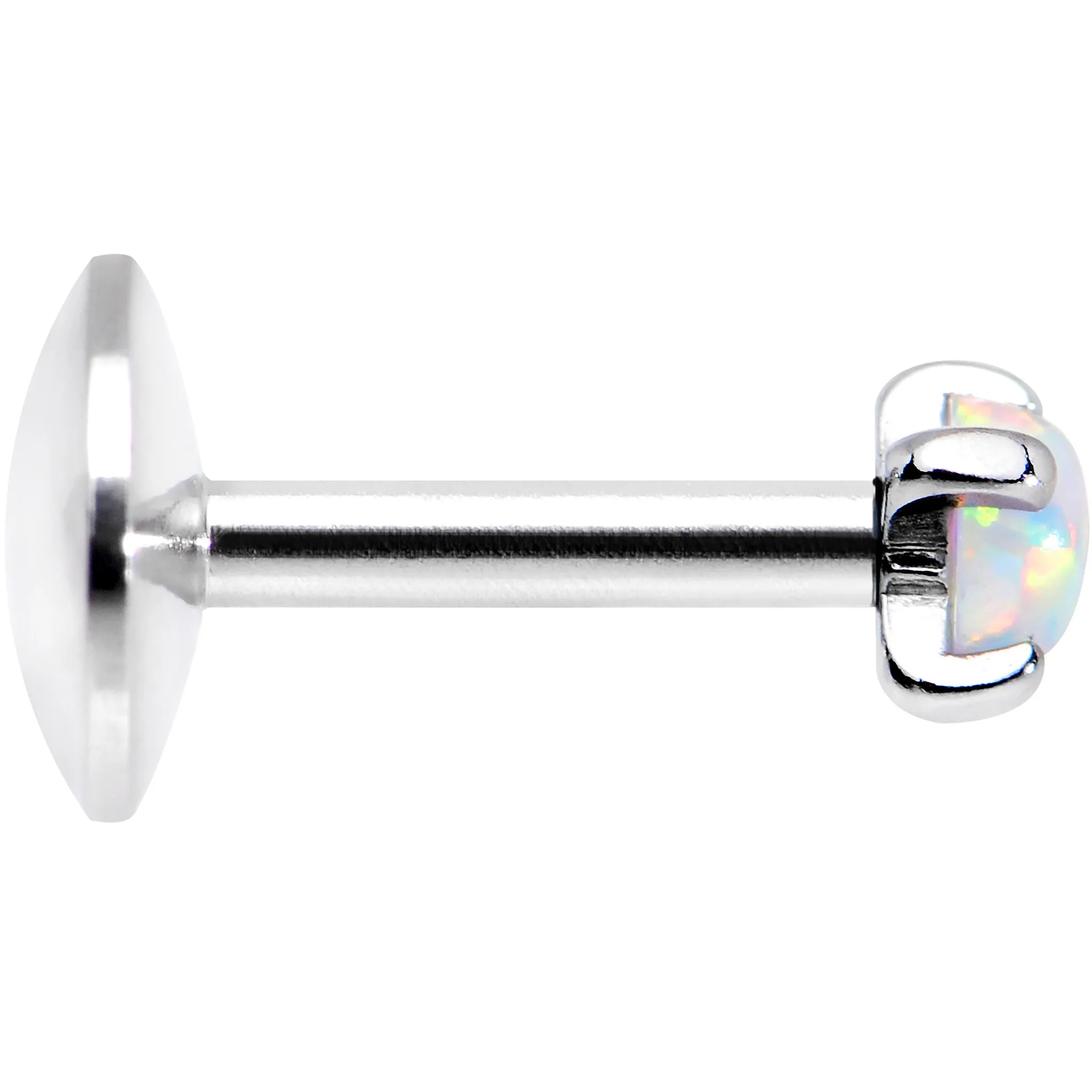16 Gauge 1/4 White 2.5mm Synthetic Opal Prong Set Tragus Earring