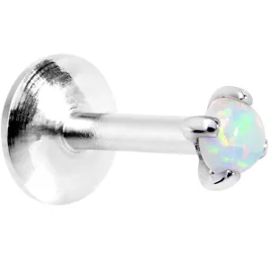 16 Gauge 1/4 White 2.5mm Synthetic Opal Prong Set Tragus Earring