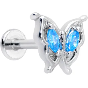 16 Gauge 5/16 Blue Gem Fancy Fab Butterfly Internally Threaded Labret