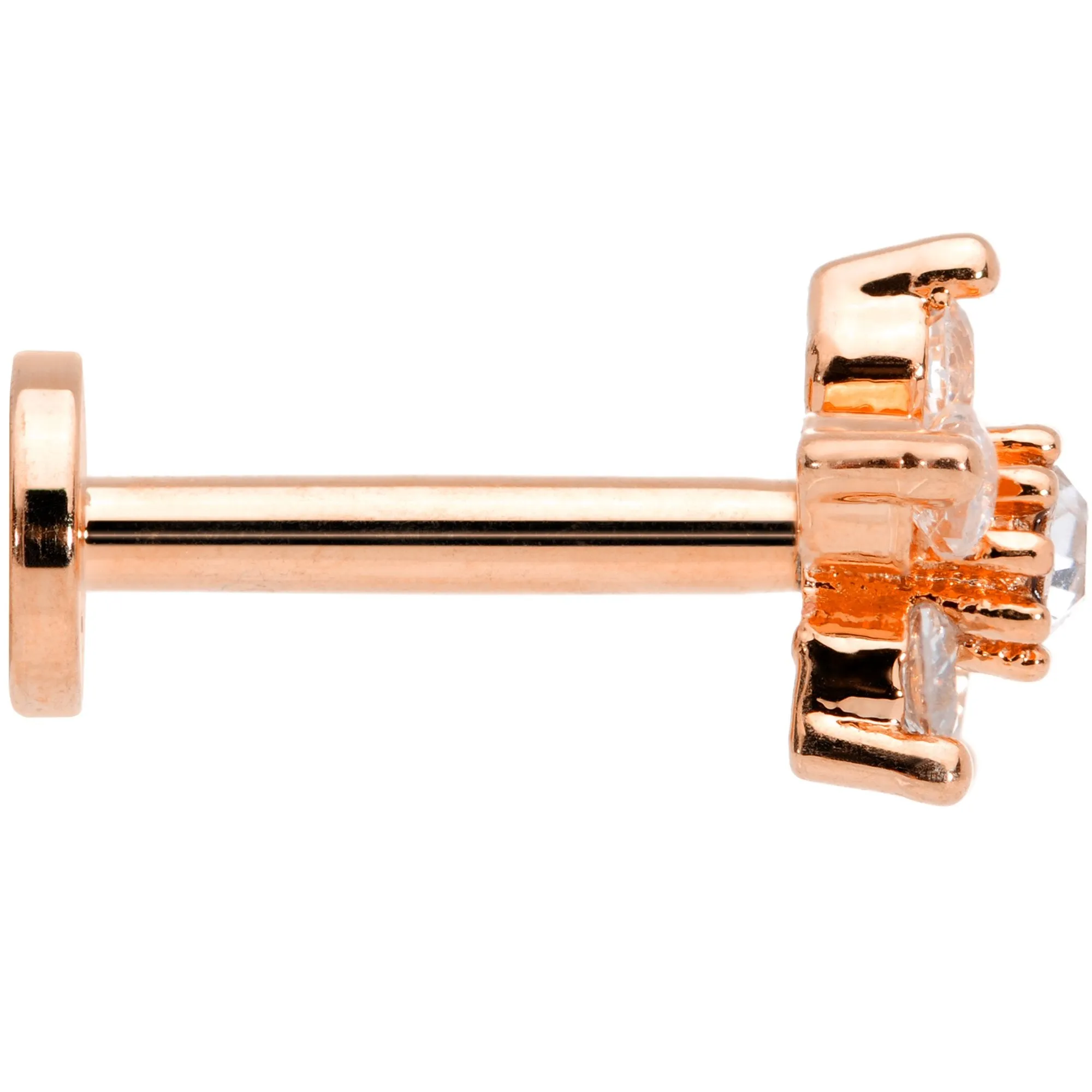 16 Gauge 5/16 Clear CZ Star Rose Gold Tone Internally Threaded Labret