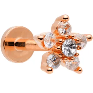 16 Gauge 5/16 Clear CZ Star Rose Gold Tone Internally Threaded Labret