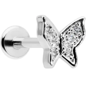 16 Gauge 5/16 Clear Gem Butterfly Internally Threaded Labret Tragus