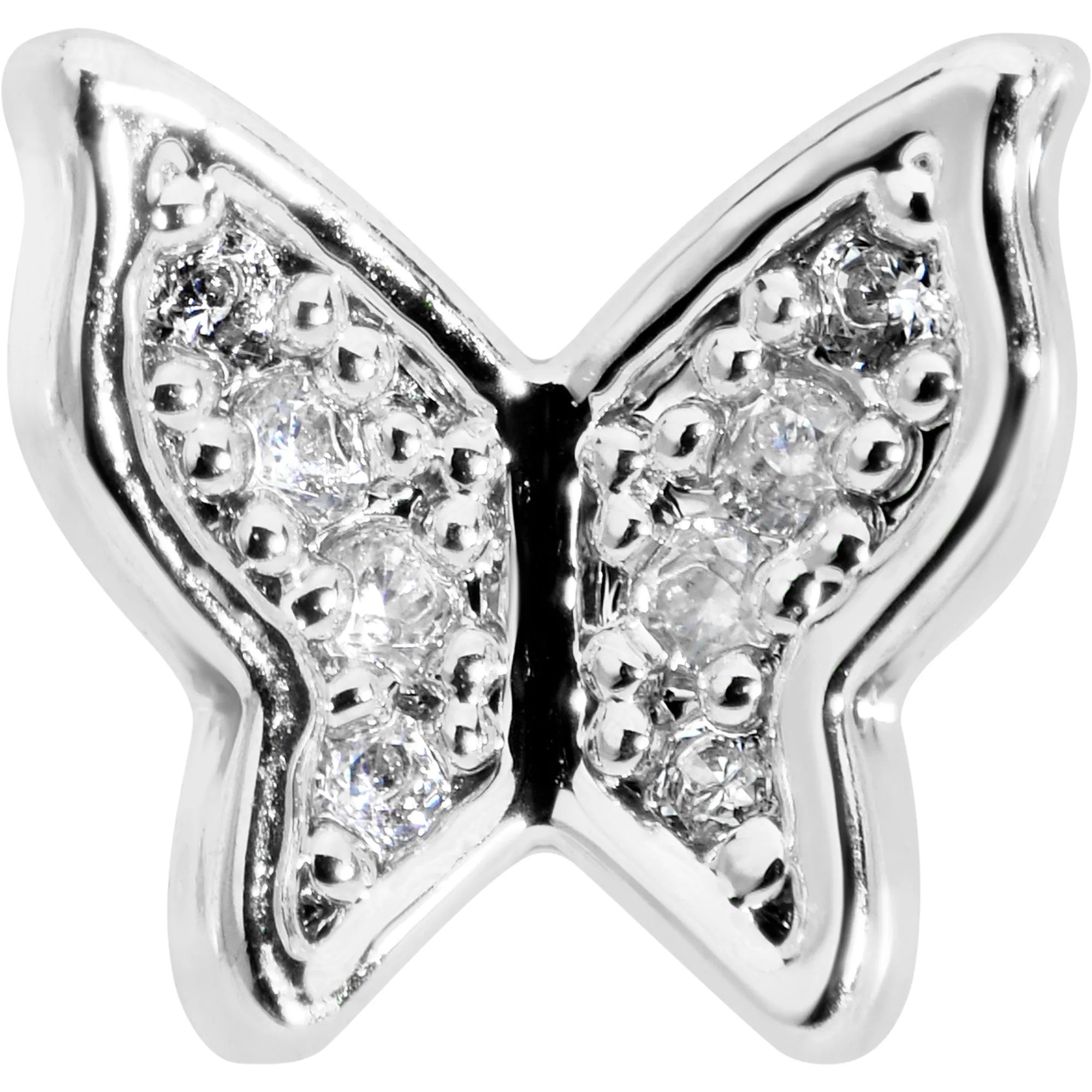 16 Gauge 5/16 Clear Gem Butterfly Internally Threaded Labret Tragus