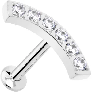 16 Gauge 5/16 CZ Stainless Steel Threadless Curved Push In Tragus Labret