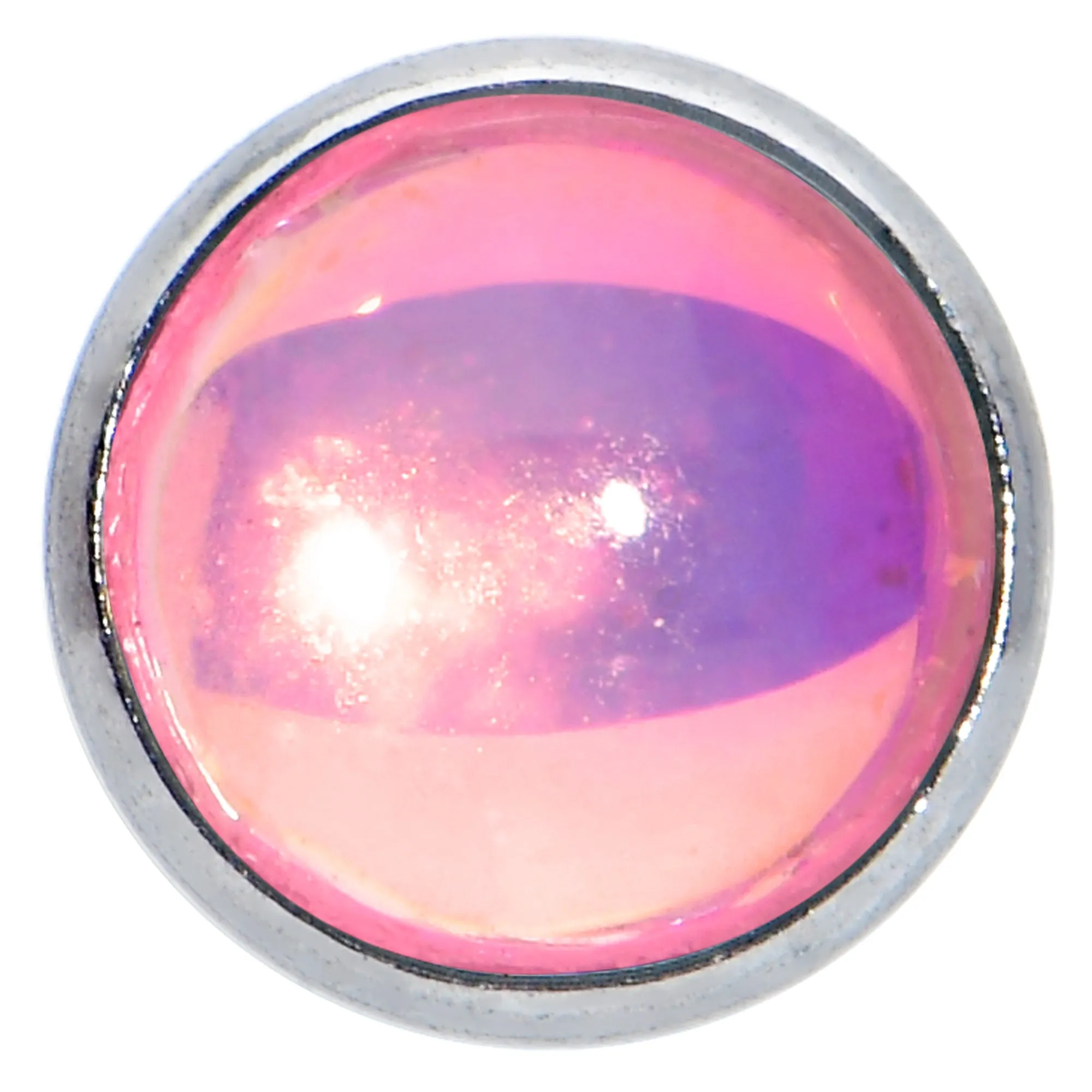 16 Gauge 5/16 Pink Faux Opal Internally Threaded Labret Monroe Tragus
