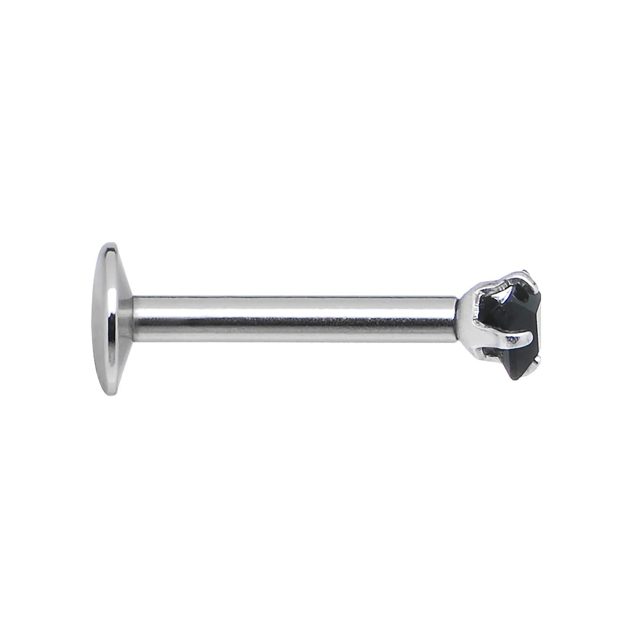 16 Gauge Black 3mm Square Gem Internally Threaded Labret Monroe Tragus