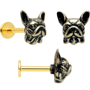 16 Gauge French Bulldog Flat Back Earring Set Internally Threaded 3 Pack