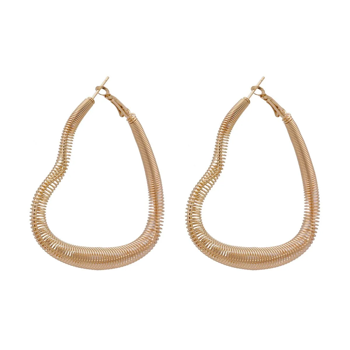 18K Gold-Plated Spring Open Heart Hoop Earrings
