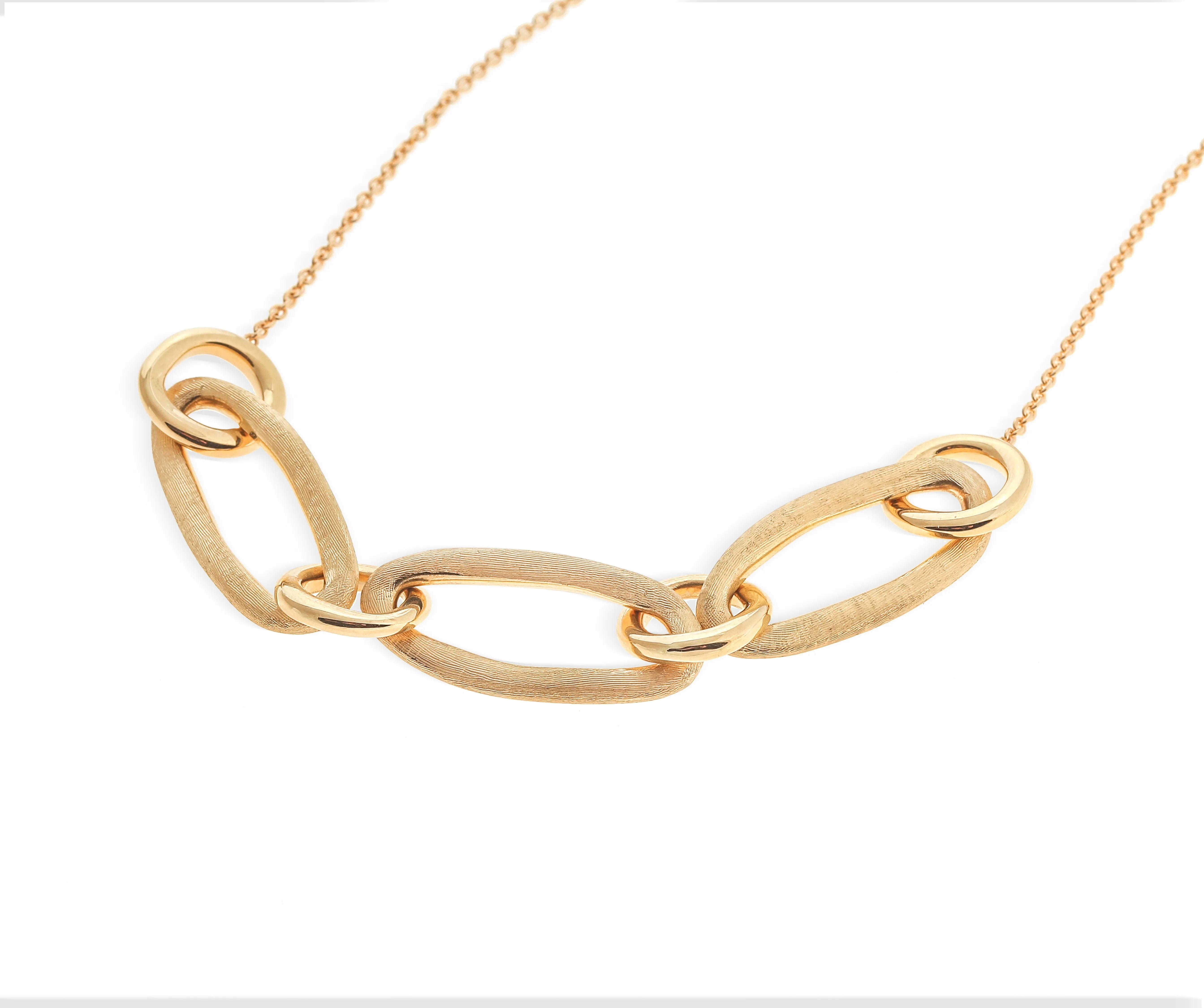 18K Yellow Gold Mixed Link Half Collar Necklace